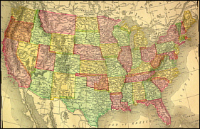 An 1895 map of the United States (lower 48).